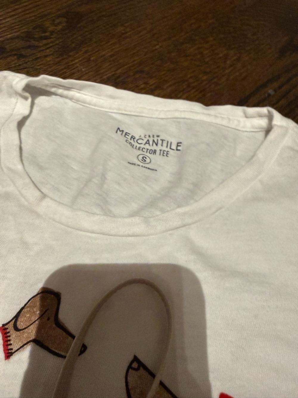 J. Crew Mercantile White Short Sleeve Tee with Dachshund 'Bon Chien' Print - Picture 4 of 4